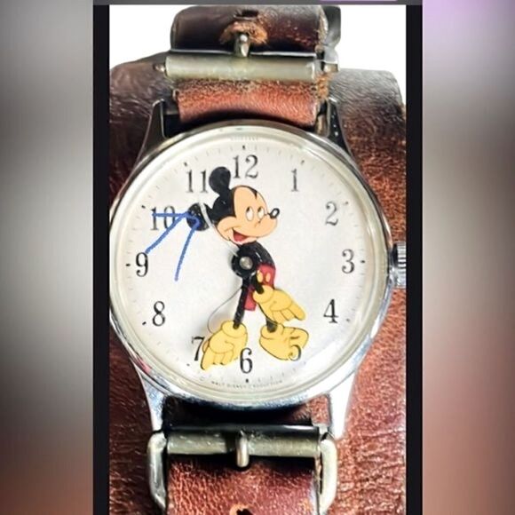 Vintage Mickey Mouse Watch - Brown Leather Buckle Band l Unisex main image 5